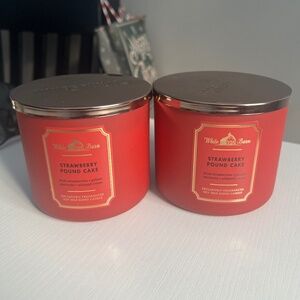 Bath & Body Works 3-wick bundle: 2 Strawberry Pound Cake Candles (NWT)